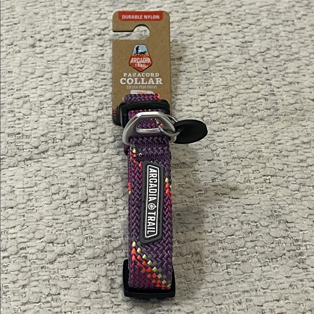 Arcadia Trail Paracord Dog Collar in Purple size S